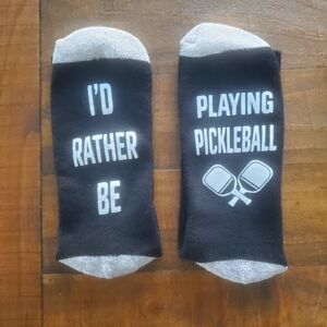 Black and Gray Pickleball Themed Socks